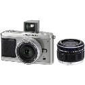 Olympus E-P1 Digital Camera plus 14-42mm F3.5-5.6 and 17mm F2.8 (Silver Body/Black lens/Silver lens)