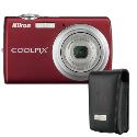 Nikon Coolpix S220 Red Compact Digital Camera - Plus free leather case worth £19.99