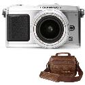 Olympus E-P1 Silver Digital Camera with 14-42mm Silver Lens plus Free Retro Bag