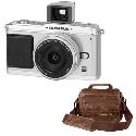 Olympus E-P1 Silver Digital Camera with 17mm Silver Lens plus Free Retro Bag