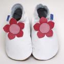 Pansy White and Fuchsia Leather Shoes
