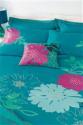 Flower Applique Teal Duvet Set
