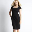 Black pin dot shift dress