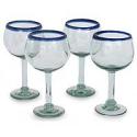 Blown wine glasses, Sapphire Globe