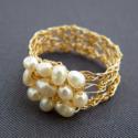 Gathe-ring, Crochet Gold Filled Wire and Pearls