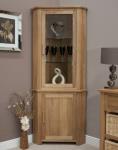 Eton Solid Oak Furniture Corner Display Cabinet