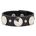 Decree Black Leather Bracelet with Grommets