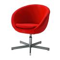 Red swivel armchair