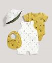 Llama Print Romper, Bodysuit, Hat and Bib Set (Fou