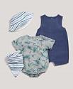 Hat, Bib, Bodysuit & Romper WavePrint Set (4 Piece