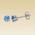 14K White Gold Blue Topaz Earrings