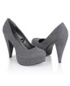 Suedette Platform Pumps - Gray