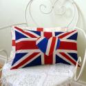 Oblong Union Jack Cushion With Heart Applique