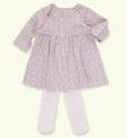 Petit Bebe Envelope Neck Dress & Tights Outfit 3-6