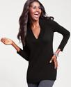 black cashmere v-neck tunic