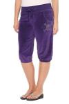 Purple Velour Rhinestone Skull Capri Pants