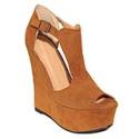 Tan Suedette Peeptoe Wedge