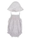 Layette- woven all-over print romper & hat