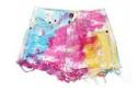 High Waist Rainbow MARBLED Dyed Denim Cut Off Shor