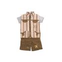 Pequilino Playtime Friends T-shirt Bermuda Gilet Blue/Beige