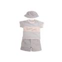 Pequilino Pebble Beach T-shirt Short & Hat Blue Stripe