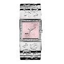 Guess Ladies Pink Square Dial White Metal Bracelet Watch