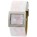 Bench Ladies' Pink Logo White Leather Strap Watch