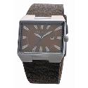 Kahuna Men's Rectangular Dial Brown Leather Strap Watch