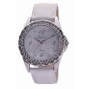 Kahuna Ladies' Stone Set White Leather Strap Watch