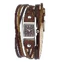 Kahuna ladies' multi strand brown leather strap watch