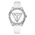 Guess Ladies' Stone Set White Strap Watch