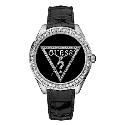 Guess Ladies' Stone Set Black Strap Watch