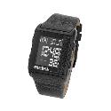 Diesel Men's Black IP Digital Dial Black Leather Strap Watch