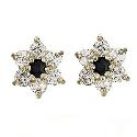 9ct Gold Sapphire & Cubic Zirconia Stud Earrings