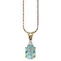 9ct Gold Blue Topaz with Diamond Accent Pendant