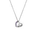 9ct White Gold Pink Sapphire & Diamond Heart Pendant