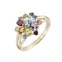 9ct Gold Multi Coloured Semi Precious Stone Ring