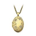 9ct Gold Oval Locket with Flower Design
