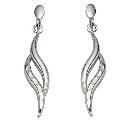 9ct White Gold Diamond-cut Flame Drop Earrings