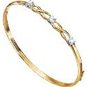 9ct Gold Cubic Zirconia Kiss Bangle