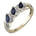 9ct Gold Sapphire & Diamond Ring