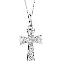 9ct White Gold Cubic Zirconia Cross