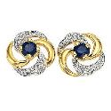 9ct Gold Sapphire Swirl Stud Earrings