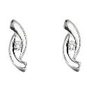 Sterling Silver Cubic Zirconia Wave Stud Earrings