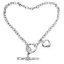 9ct White Gold 7.5"" Heart T-Bar Bracelet