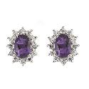 9ct Yellow Gold Amethyst Stud Earrings