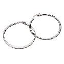 9ct White Gold Tapered Round Creole Earring