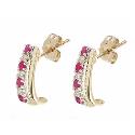 9ct Yellow Gold Ruby & Diamond Half Hoop Earrings