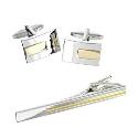 Two Tone Cufflink & Tie Pin Set