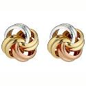 9ct Three Colour Gold Knot Stud Earrings